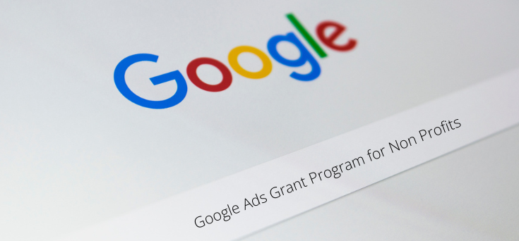 Google Search and search bar with Google Ads Grant Program in the search bar